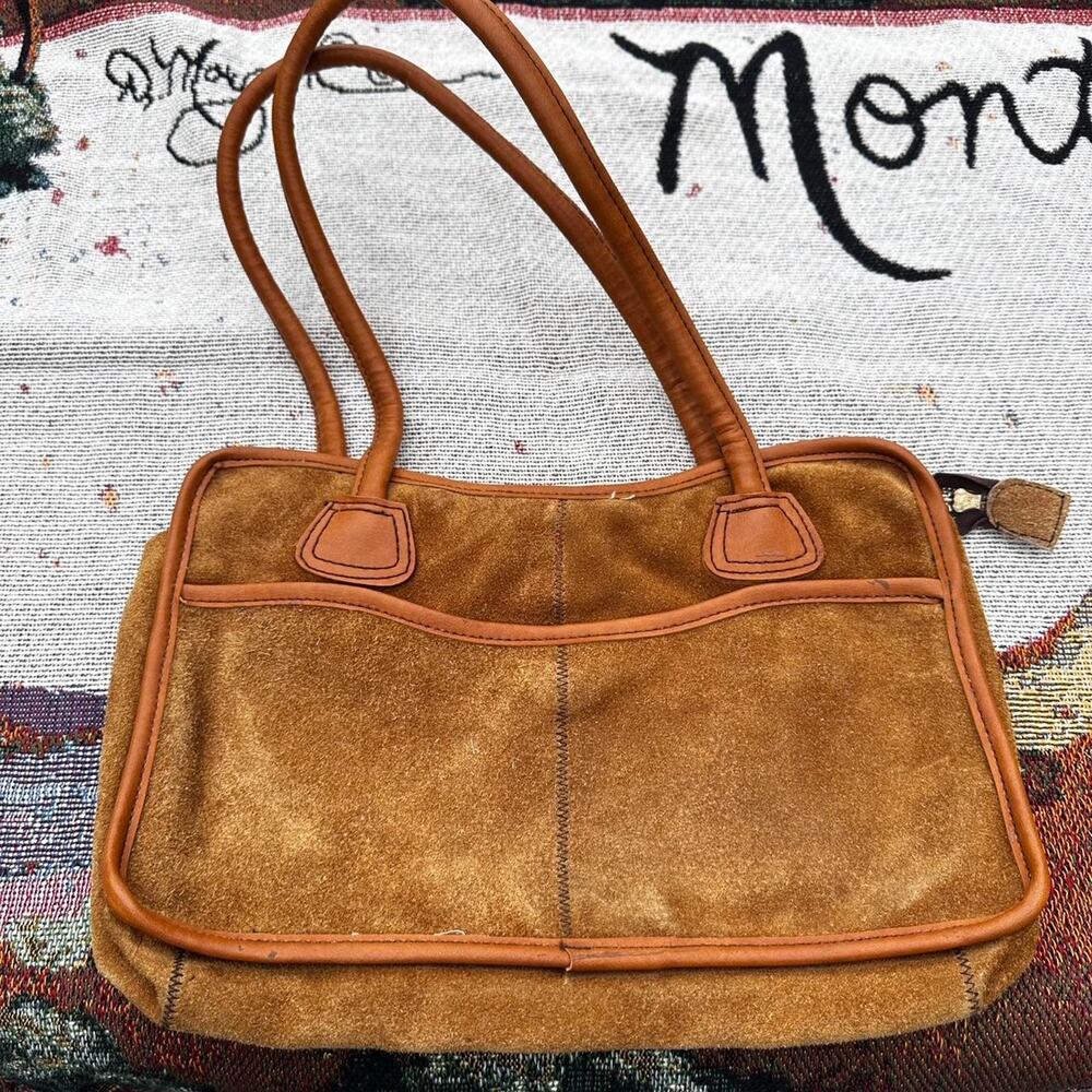 Vtg y2k leather suede handbag